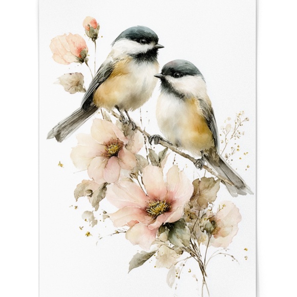 Watercolor Chickadee Bird Portrait Wall Art Print, Unframed - Charming Nature - Picture 2 of 7